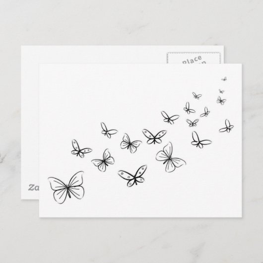 Carte Postale Les papillons dansent à travers la page (Devant / Derrière)