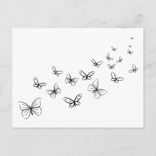 Carte Postale Les papillons dansent à travers la page (Devant)