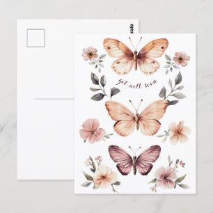 Carte Postale Les papillons Floraux Aquarelles Se portent bien b