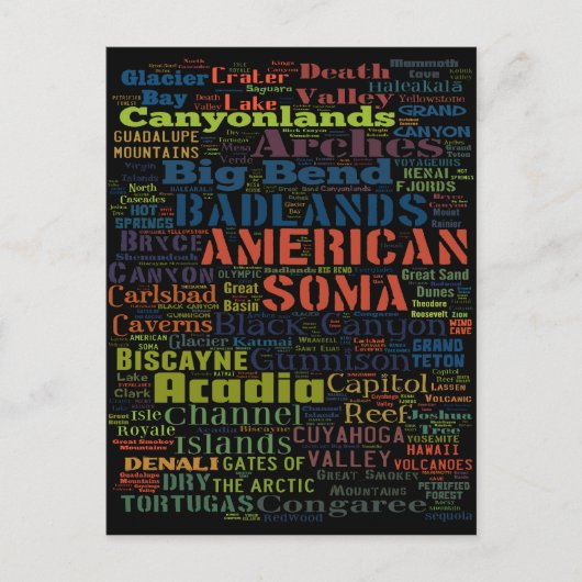 Carte Postale Les parcs nationaux des États-Unis (Devant)