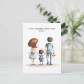 Carte Postale Les parents et l'enfant de l'école (Debout devant)