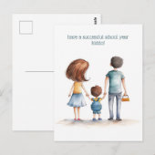 Carte Postale Les parents et l'enfant de l'école (Devant / Derrière)