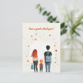 Carte Postale Les parents et l'enfant de l'école (Debout devant)