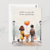 Carte Postale Les parents et l'enfant de l'école (Devant / Derrière)