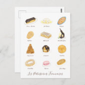 Carte Postale Les Pâtisserie Françaises (Devant / Derrière)