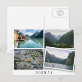 Carte Postale Les paysages norvégiens collage avec une image lâc (Devant / Derrière)