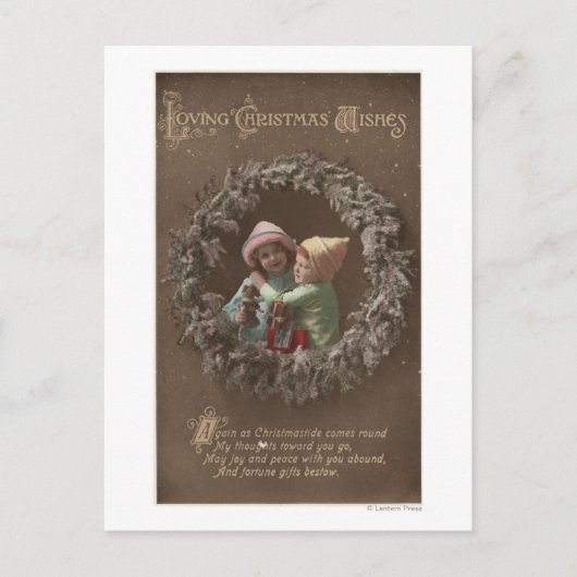 Carte Postale Les petits enfants qui s'embrassent (Devant)