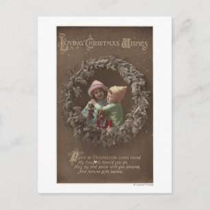 Carte Postale Les petits enfants qui s'embrassent