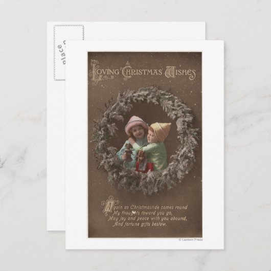 Carte Postale Les petits enfants qui s'embrassent (Devant / Derrière)