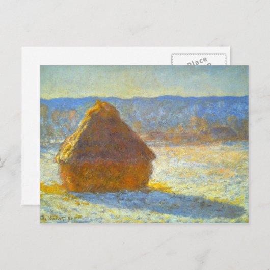 Carte Postale Les piles de voitures en neige par Claude Monet (Devant / Derrière)
