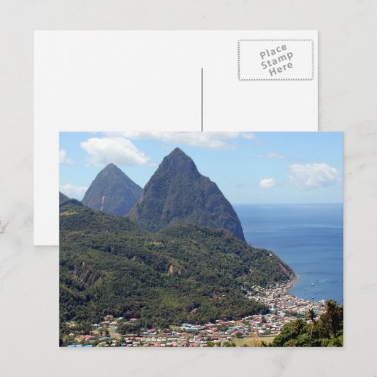 Carte Postale Les Pitons et la Soufrière (Devant / Derrière)