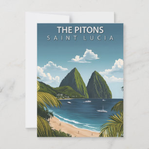 Carte Postale Les Pitons Saint Lucia Voyage Vintage
