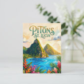 Carte Postale Les Pitons Sainte-Lucie (Debout devant)