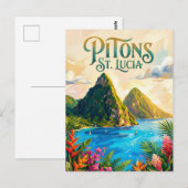 Carte Postale Les Pitons Sainte-Lucie (Devant / Derrière)