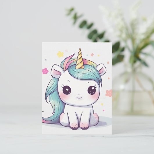 Carte Postale Les plus adorables Pastel Kawaii Unicorn (Debout devant)