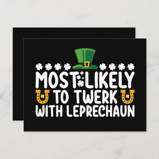 Carte Postale Les Plus Probables À Twerk Avec Leprechaun Dance D (Devant / Derrière)