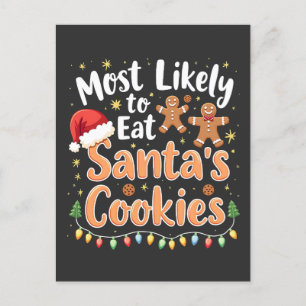 Carte Postale Les plus susceptibles de manger Père Noël Cookies 