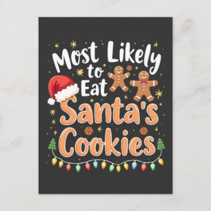 Carte Postale Les plus susceptibles de manger Père Noël Cookies