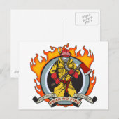 Carte Postale Les pompiers ne craignent pas le feu (Devant / Derrière)