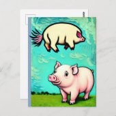 Carte Postale Les porcs voleront (Devant / Derrière)