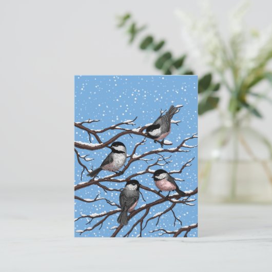 Carte Postale Les poulets en hiver (Debout devant)