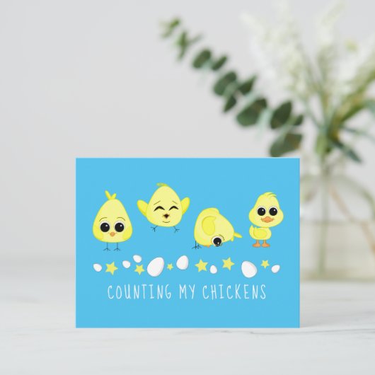 Carte Postale Les poulets et les canards comptent mes poulets di (Debout devant)