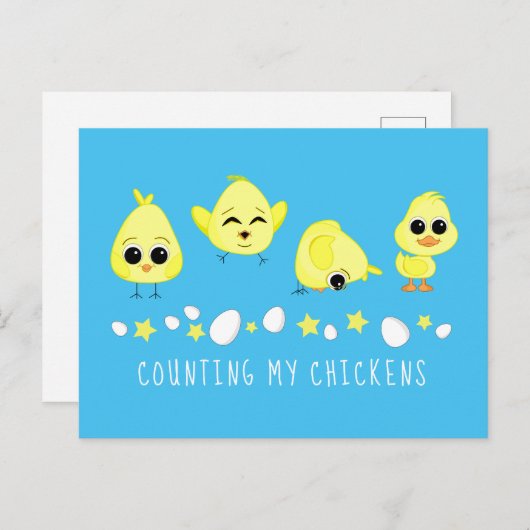 Carte Postale Les poulets et les canards comptent mes poulets di (Devant / Derrière)