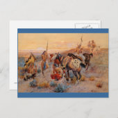 Carte Postale Les premières traces de roues de Charles M. Russel (Devant / Derrière)