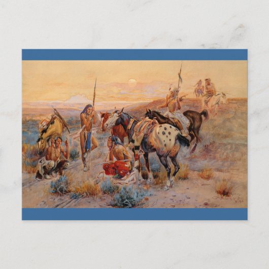 Carte Postale Les premières traces de roues de Charles M. Russel (Devant)