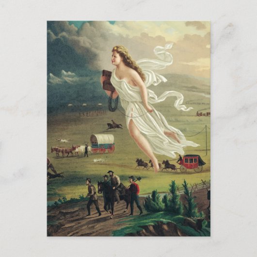 Carte Postale Les progrès américains par John Gast (Devant)