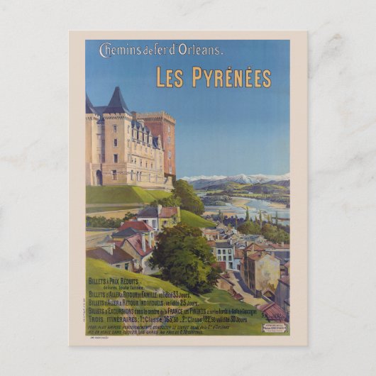 Carte Postale Les Pyrénées France Poster vintage 1899 (Devant)