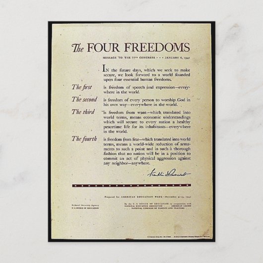 Carte Postale Les Quatre Libertés (Devant)