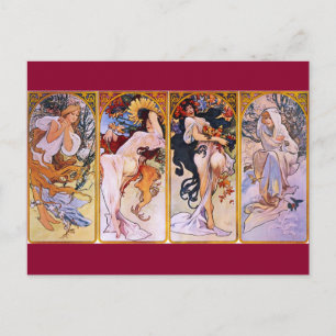 Carte Postale Les Quatre Saisons Art Nouveau