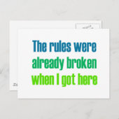 Carte Postale Les règles étaient déjà enfreintes quand je suis a (Devant / Derrière)