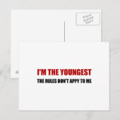 Carte Postale Les règles les plus jeunes ne s'appliquent pas (Devant / Derrière)