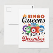 Carte Postale Les reines de Bingo d'anniversaire naissent en déc (Devant / Derrière)