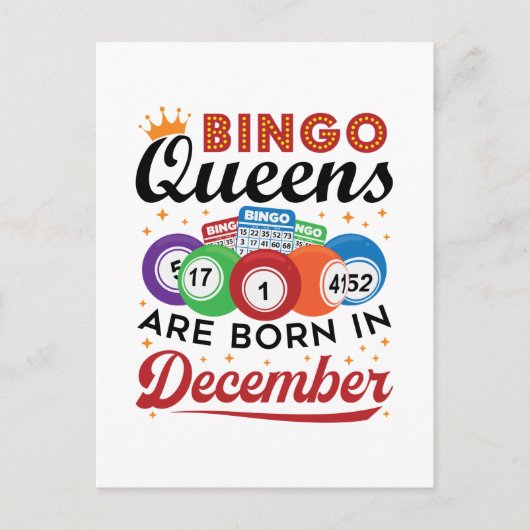 Carte Postale Les reines de Bingo d'anniversaire naissent en déc (Devant)