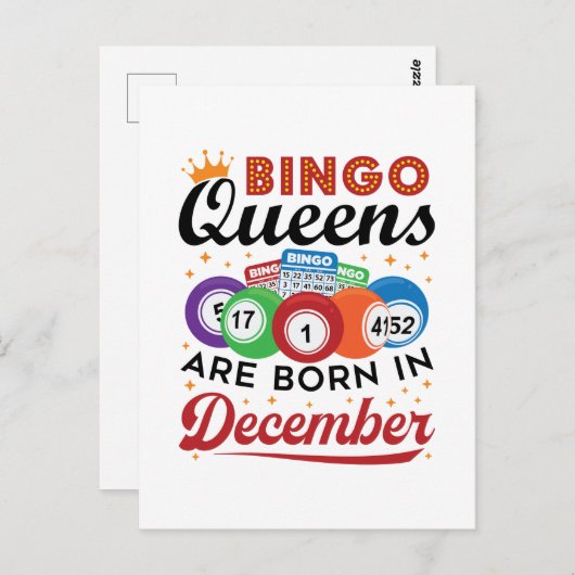 Carte Postale Les reines de Bingo d'anniversaire sont nées en dé (Devant / Derrière)