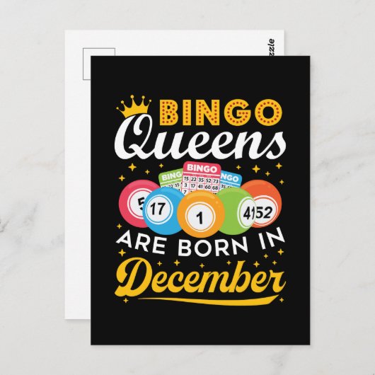 Carte Postale Les Reines de Bingo naissent en Décembre Femmes An (Devant / Derrière)