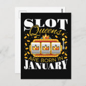 Carte Postale Les reines des machines à sous sont nées en janvie (Devant / Derrière)