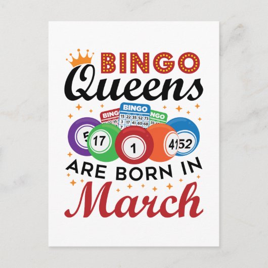 Carte Postale Les Reines du Bingo sont nées en Mars (Devant)