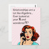 Carte Postale Les relations sont comme Algebra Funny Quip (Devant / Derrière)