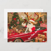 Carte Postale Les rennes festifs ivres ne boivent pas et ne cond (Devant / Derrière)