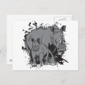 Carte Postale Les Rhinos (Devant / Derrière)