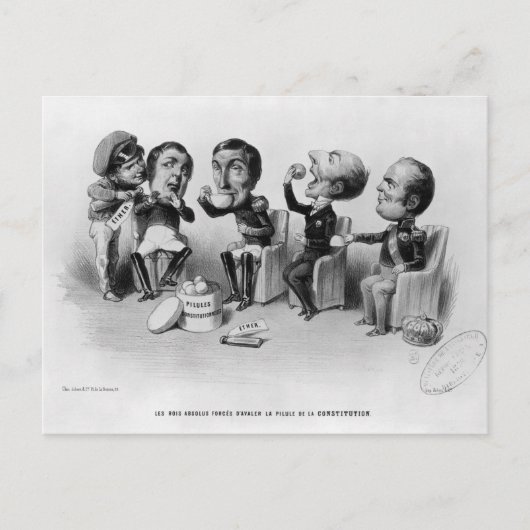 Carte Postale Les rois Absolus forcés d'avaler la pilule (Devant)