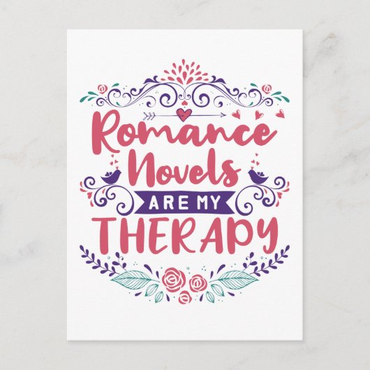 Carte Postale Les romans romantiques sont ma thérapie (Devant)