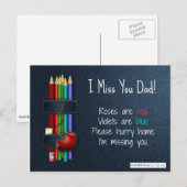 Carte Postale Les roses sont Red Poems : Tu me manques papa (Devant / Derrière)