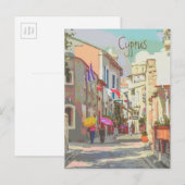 Carte Postale Les rues arrières de Chypre style affiche de voyag (Devant / Derrière)