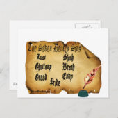 Carte Postale Les sept péchés mortels (Devant / Derrière)