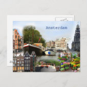 Carte Postale Les sites touristiques d'Amsterdam (Devant / Derrière)